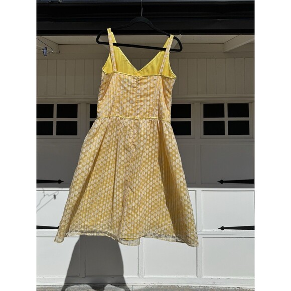 Vintage Robbie Bee Fit and Flare Polka Dot Yellow & White Midi Dress Zipper Sz14 - Picture 11 of 12